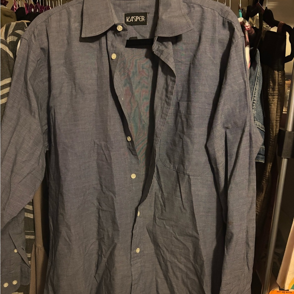 Kasper Gray Relaxed Fit Casual Shirt 32/33